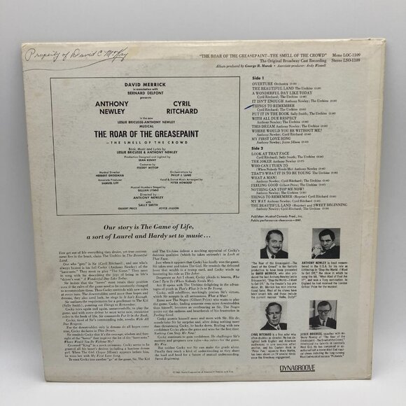 The Roar Of The Greasepaint The Smell Of The Crowd Vintage Vinyl Record LP 1965 - Picture 2 of 6